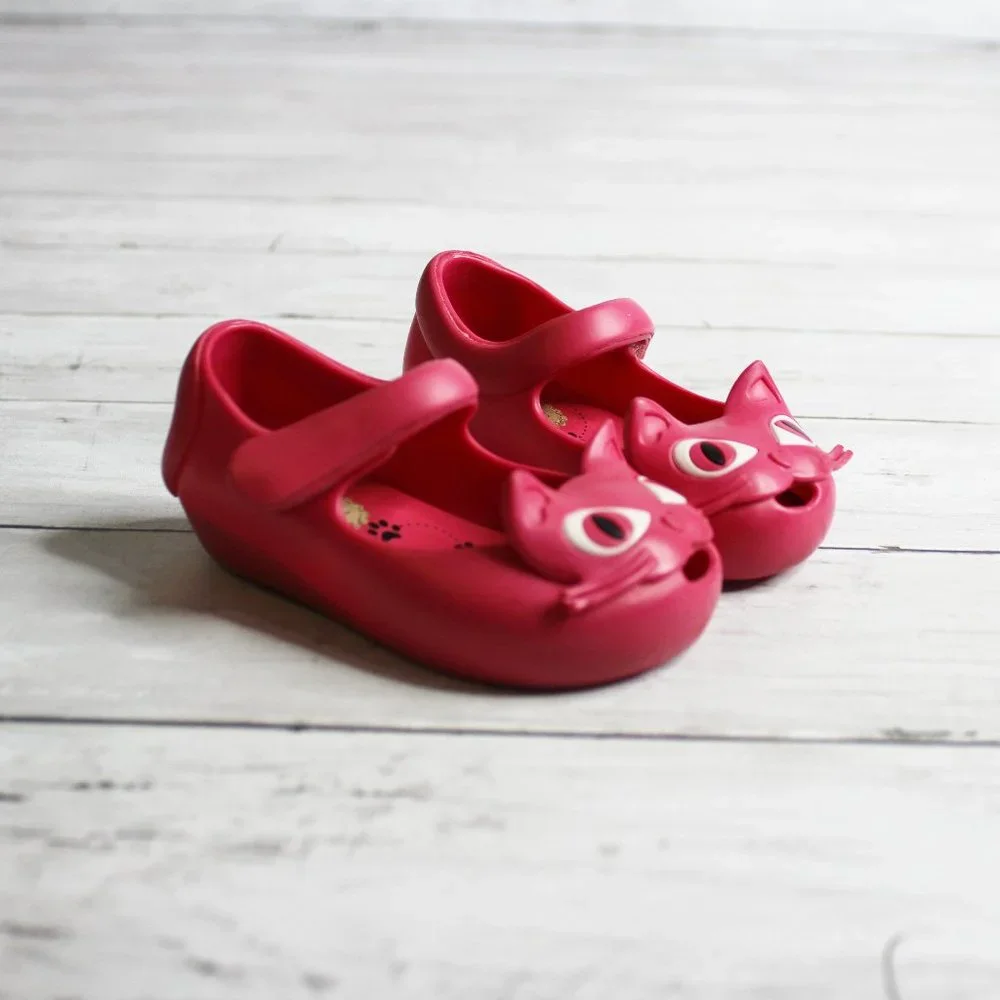 Mini Melissa Pink Cat Jelly Shoes Toddler Size 5 Kitty Waterproof